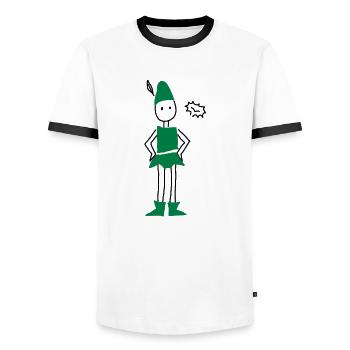 peter pan - Männer Kontrast-T-Shirt - Weiß/Schwarz - Vorne - AI Model Female 172 light (172cm) & AI Model Male 178 dark (178cm)