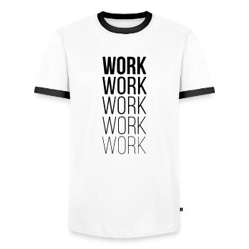 Work Work Work Work - Männer Kontrast-T-Shirt - Weiß/Schwarz - Vorne - AI Model Female 172 light (172cm) & AI Model Male 178 dark (178cm)
