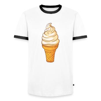 Softeis Eis Speiseeis Eiskrem Eiscreme Kugeleis - Männer Kontrast-T-Shirt - Weiß/Schwarz - Vorne - AI Model Female 172 light (172cm) & AI Model Male 178 dark (178cm)