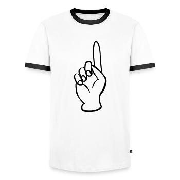 zeigefinger - Männer Kontrast-T-Shirt - Weiß/Schwarz - Vorne - AI Model Female 172 light (172cm) & AI Model Male 178 dark (178cm)