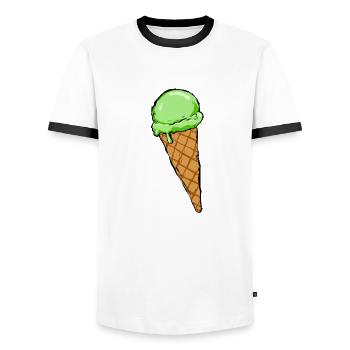 Eis Beach - Men's Ringer Shirt - white/black - Front - AI Model Female 172 light (172cm) & AI Model Male 178 dark (178cm)
