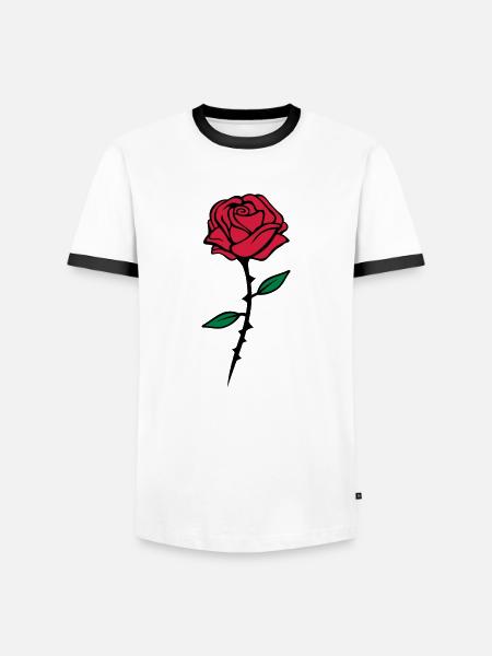 rose red design - Männer Kontrast-T-Shirt - Weiß/Schwarz