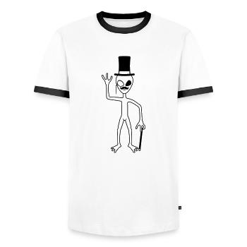 Mr. Alien waves friendly - Men's Ringer Shirt - white/black - Front - AI Model Female 172 light (172cm) & AI Model Male 178 dark (178cm)