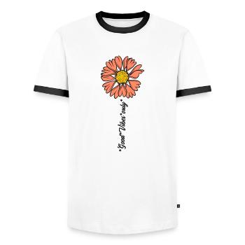 Flower Good Vibes - Männer Kontrast-T-Shirt - Weiß/Schwarz - Vorne - AI Model Female 172 light (172cm) & AI Model Male 178 dark (178cm)