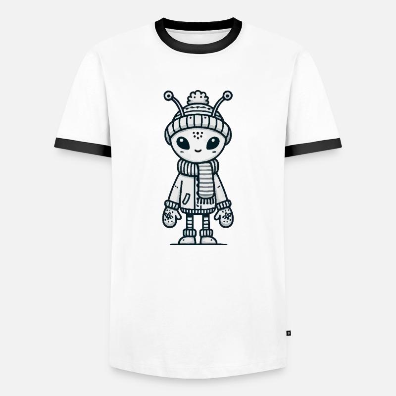 Alien Comic - Männer Kontrast-T-Shirt - Weiß/Schwarz