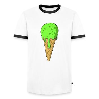 cream | Green Cream Cream | IceCream - Men's Ringer Shirt - white/black - Front - AI Model Female 172 light (172cm) & AI Model Male 178 dark (178cm)