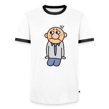 Mari oncle père frère ami grand-père sur les genoux - T-shirt contrasté Homme - blanc/noir - Devant - AI Model Female 172 light (172cm) & AI Model Male 178 dark (178cm)