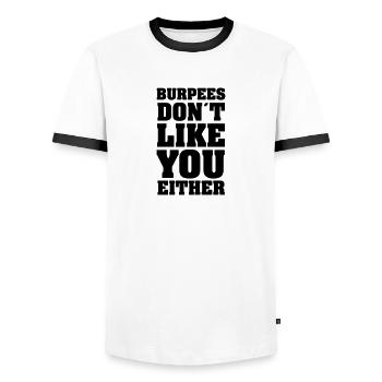 Burpee Don´t Like You Either - T-shirt contrasté Homme - blanc/noir - Devant - AI Model Female 172 light (172cm) & AI Model Male 178 dark (178cm)