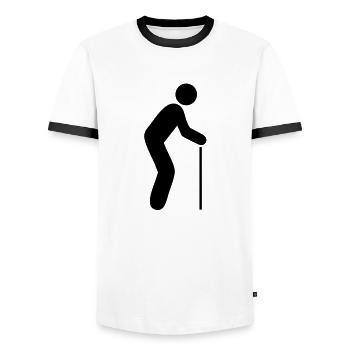 Alte Person - Stock - Männer Kontrast-T-Shirt - Weiß/Schwarz - Vorne - AI Model Female 172 light (172cm) & AI Model Male 178 dark (178cm)