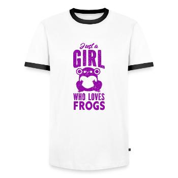 Frog - Amphibian Animal - Men's Ringer Shirt - white/black - Front - AI Model Female 172 light (172cm) & AI Model Male 178 dark (178cm)