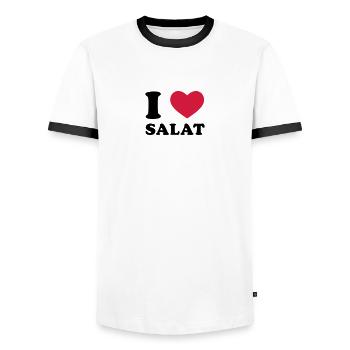 J'aime salade - T-shirt contrasté Homme - blanc/noir - Devant - AI Model Female 172 light (172cm) & AI Model Male 178 dark (178cm)