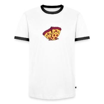 2 friends team couple couples cute cute baby child - Men's Ringer Shirt - white/black - Front - AI Model Female 172 light (172cm) & AI Model Male 178 dark (178cm)