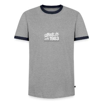 1983 Jahrgang - Männer Kontrast-T-Shirt - Grau/Navy  - Vorne - AI Model Female 172 light (172cm) & AI Model Male 178 light (178cm)