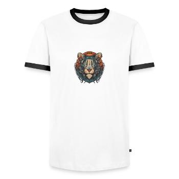 Majestic Lion Captain - Men's Ringer Shirt - white/black - Front - AI Model Female 172 light (172cm) & AI Model Male 178 dark (178cm)