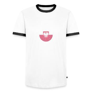RUDA ŚLĄSKA - Men's Ringer Shirt - white/black - Front - AI Model Female 172 light (172cm) & AI Model Male 178 dark (178cm)