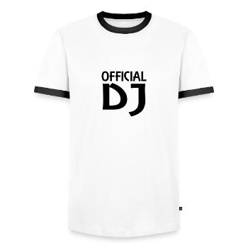Official DJ - Men's Ringer Shirt - white/black - Front - AI Model Female 172 light (172cm) & AI Model Male 178 dark (178cm)
