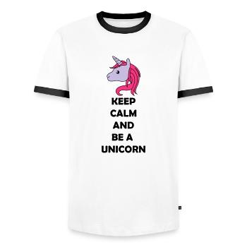 be_a_unicorn_02 - Männer Kontrast-T-Shirt - Weiß/Schwarz - Vorne - AI Model Female 172 light (172cm) & AI Model Male 178 dark (178cm)
