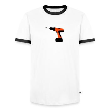 outils - T-shirt contrasté Homme - blanc/noir - Devant - AI Model Female 172 light (172cm) & AI Model Male 178 dark (178cm)