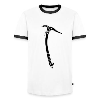 Eispickel Klettern 2 - Männer Kontrast-T-Shirt - Weiß/Schwarz - Vorne - AI Model Female 172 light (172cm) & AI Model Male 178 dark (178cm)