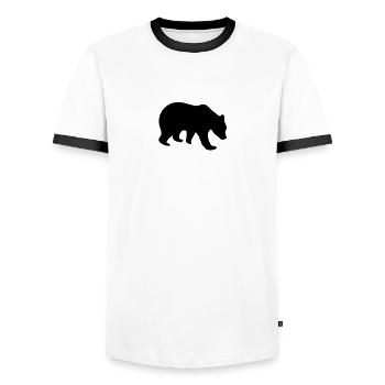 teddy bear figure tragen sopportare - Men's Ringer Shirt - white/black - Front - AI Model Female 172 light (172cm) & AI Model Male 178 dark (178cm)