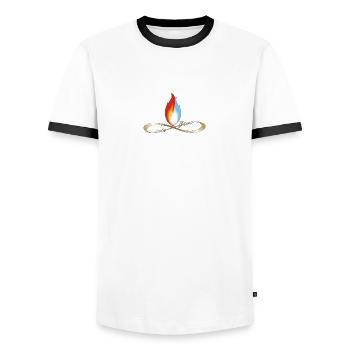 Twin Flame Infinity - Men's Ringer Shirt - white/black - Front - AI Model Female 172 light (172cm) & AI Model Male 178 dark (178cm)
