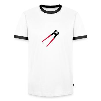 Tongs, tool, tools - Men's Ringer Shirt - white/black - Front - AI Model Female 172 light (172cm) & AI Model Male 178 dark (178cm)