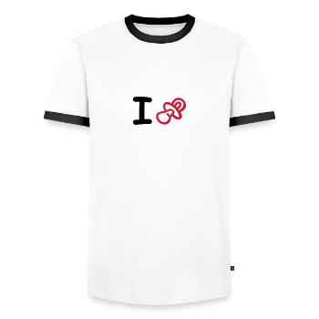 Schnuller - Männer Kontrast-T-Shirt - Weiß/Schwarz - Vorne - AI Model Female 172 light (172cm) & AI Model Male 178 dark (178cm)