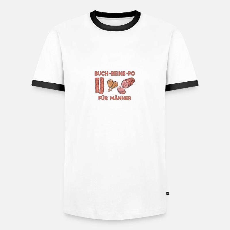 Fleisch Liebe Fleisch Schweinefleisch Hühnerfleisc - Männer Kontrast-T-Shirt - Weiß/Schwarz