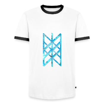 netz der wyrd e 78 - Männer Kontrast-T-Shirt - Weiß/Schwarz - Vorne - AI Model Female 172 light (172cm) & AI Model Male 178 dark (178cm)
