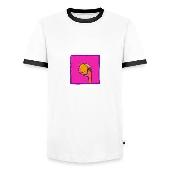 Basketball - Men's Ringer Shirt - white/black - Front - AI Model Female 172 light (172cm) & AI Model Male 178 dark (178cm)