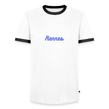 Rennes - T-shirt contrasté Homme - blanc/noir - Devant - AI Model Female 172 light (172cm) & AI Model Male 178 dark (178cm)