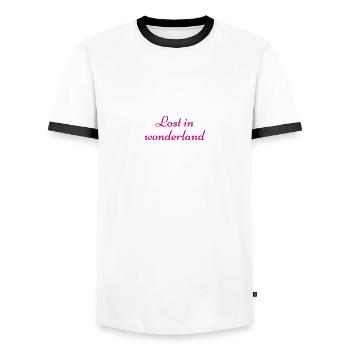 Lost in wonderland - Men's Ringer Shirt - white/black - Front - AI Model Female 172 light (172cm) & AI Model Male 178 dark (178cm)