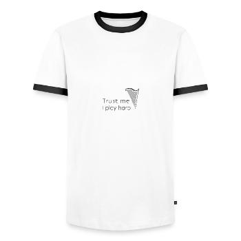 croyez-moi, je joue de la harpe - T-shirt contrasté Homme - blanc/noir - Devant - AI Model Female 172 light (172cm) & AI Model Male 178 dark (178cm)