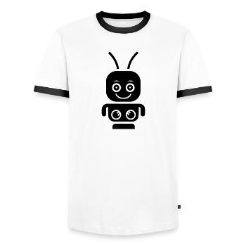 robot - Men's Ringer Shirt - white/black - Front - AI Model Female 172 light (172cm) & AI Model Male 178 dark (178cm)