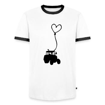 A heart for tractors Gift idea Tractor drivers - Men's Ringer Shirt - white/black - Front - AI Model Female 172 light (172cm) & AI Model Male 178 dark (178cm)