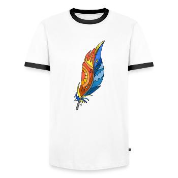 Feather - Men's Ringer Shirt - white/black - Front - AI Model Female 172 light (172cm) & AI Model Male 178 dark (178cm)