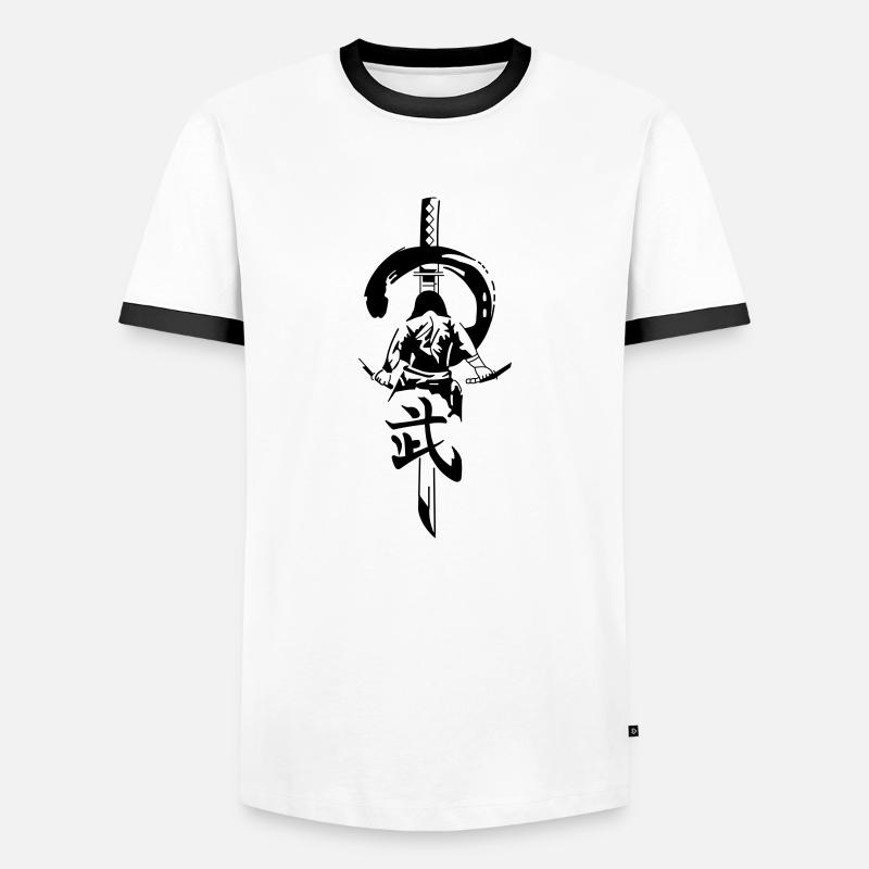 Samurai - Katana - Männer Kontrast-T-Shirt - Weiß/Schwarz