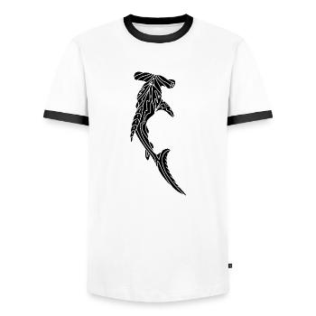 Der Hammerhai - Männer Kontrast-T-Shirt - Weiß/Schwarz - Vorne - AI Model Female 172 light (172cm) & AI Model Male 178 dark (178cm)