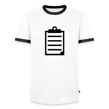 Clipboard - Männer Kontrast-T-Shirt - Weiß/Schwarz - Vorne - AI Model Female 172 light (172cm) & AI Model Male 178 dark (178cm)