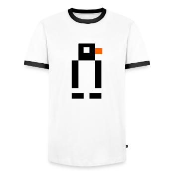Pixel penguin - Men's Ringer Shirt - white/black - Front - AI Model Female 172 light (172cm) & AI Model Male 178 dark (178cm)