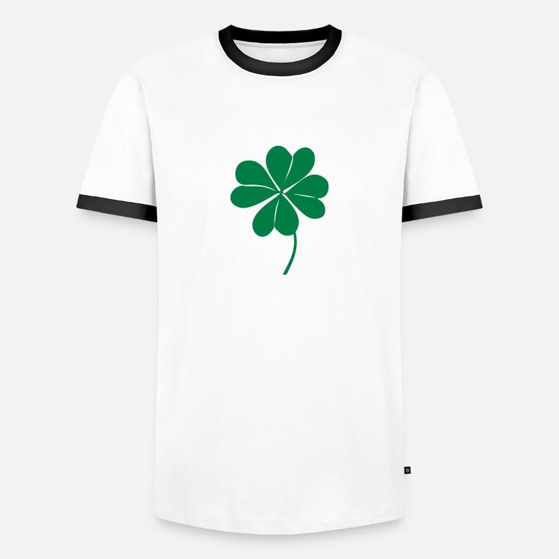 klee mit 4 blaettern - Männer Kontrast-T-Shirt - Weiß/Schwarz
