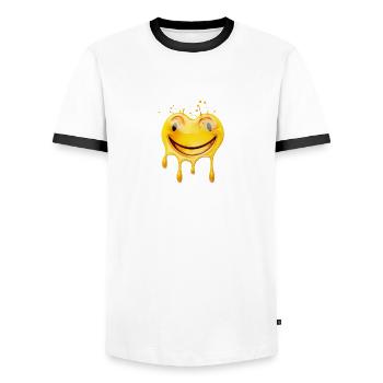 Le rire fondant - T-shirt contrasté Homme - blanc/noir - Devant - AI Model Female 172 light (172cm) & AI Model Male 178 dark (178cm)