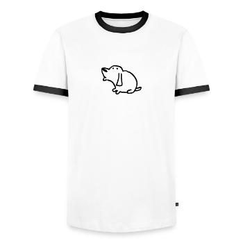 Kleiner Hund - Männer Kontrast-T-Shirt - Weiß/Schwarz - Vorne - AI Model Female 172 light (172cm) & AI Model Male 178 dark (178cm)