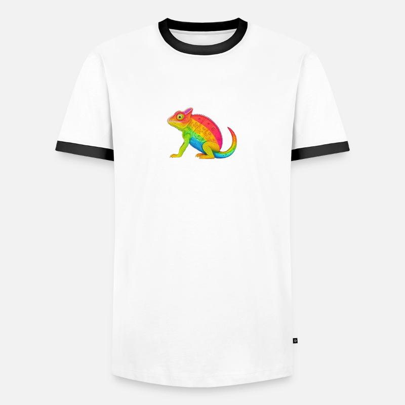 Rainbow Chameleon - Men's Ringer Shirt - white/black
