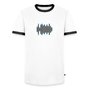 Music Sound Logo - Men's Ringer Shirt - white/black - Front - AI Model Female 172 light (172cm) & AI Model Male 178 dark (178cm)