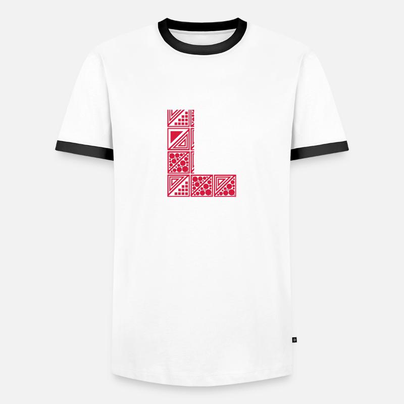 Buchstabe L - Männer Kontrast-T-Shirt - Weiß/Schwarz