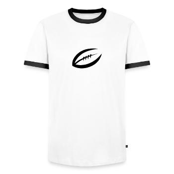 American Football - Männer Kontrast-T-Shirt - Weiß/Schwarz - Vorne - AI Model Female 172 light (172cm) & AI Model Male 178 dark (178cm)