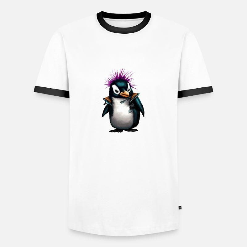 PENGUPUNKS - Männer Kontrast-T-Shirt - Weiß/Schwarz