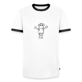 Clemens - Men's Ringer Shirt - white/black - Front - AI Model Female 172 light (172cm) & AI Model Male 178 dark (178cm)