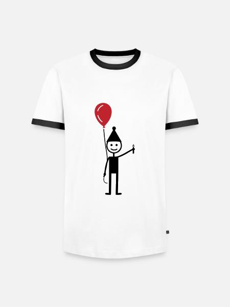 Birthday Balloon - Men's Ringer Shirt - white/black
